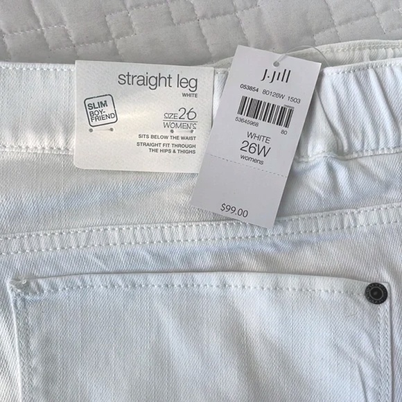 J. Jill Jeans Straight Leg Boyfriend Rolled hem 5 Pocket Dungaree Style White - Picture 3 of 9